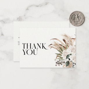 Carte De Correspondance Pampas de douche nuptiale blanc naturel merci