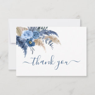 Carte De Correspondance Pampas Grass blue merci Note Card