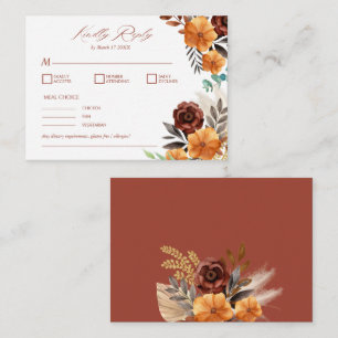 Carte De Correspondance Pampas Grass Boho Terracotta Fall Rustique RSVP