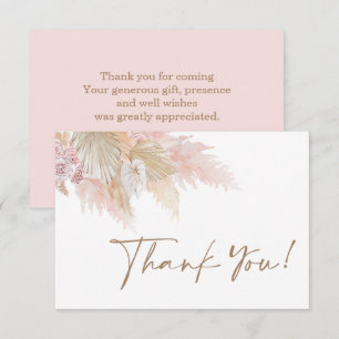 Carte De Correspondance Pampas Grass rose merci