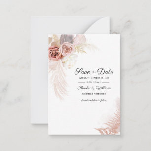 Carte De Correspondance Pampas Grass Terracotta Enregistrer La Date