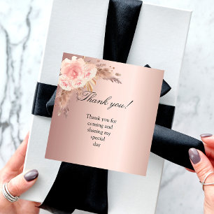 Carte De Correspondance Pampas herbe rousse rose merci