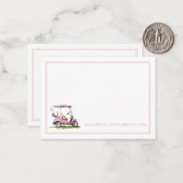 Carte De Correspondance Panier de golf rose Preppy Monogramme