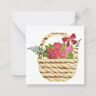 Carte De Correspondance Panier de Roses rouges :