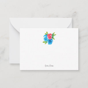 Carte De Correspondance Pansies rose Bleu