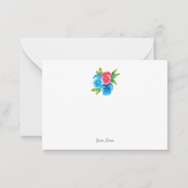 Carte De Correspondance Pansies rose Bleu (Devant)