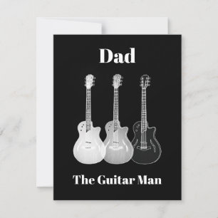 Carte De Correspondance Papa guitare homme simple drôle monochromatique