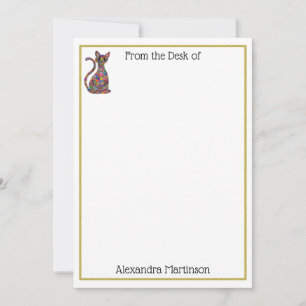 Carte De Correspondance Papeterie colorée de nom de monogramme de chat de