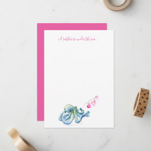 Carte De Correspondance Papeterie côtière personnalisée Aquarelle Octopus