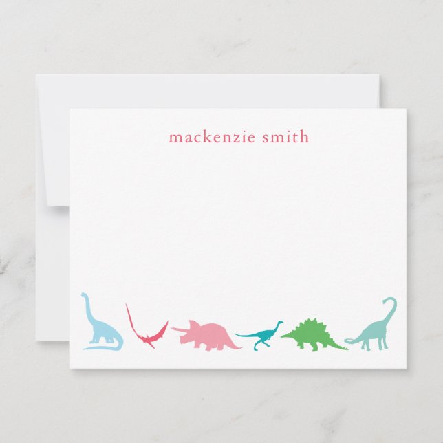 Carte De Correspondance Papeterie de Merci Preppy Dinosaur personnalisée (Devant)