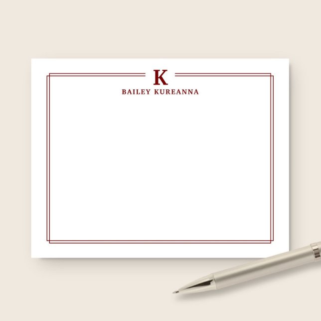 Carte De Correspondance Papeterie de station à deux bordures rouge foncé i (Créateur téléchargé)