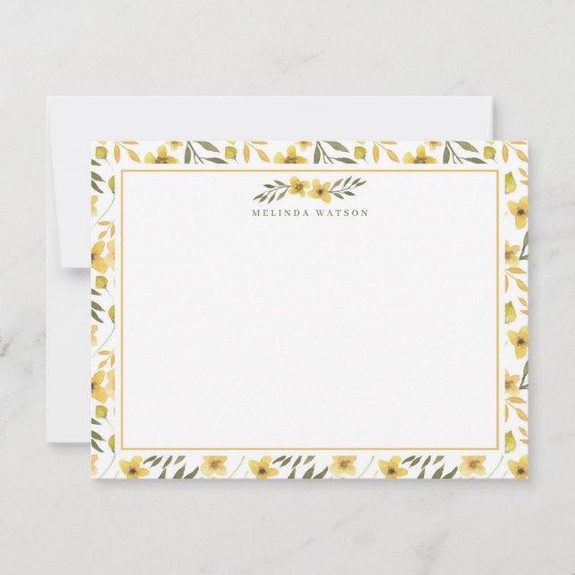 Carte De Correspondance Papeterie Fleurs Jaunes Printemps (Devant)