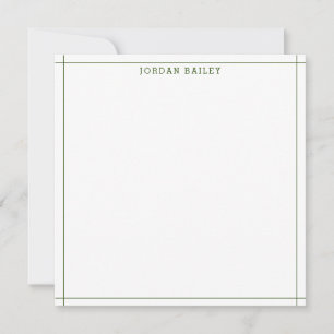 Carte De Correspondance Papeterie géométrique vert forêt moderne carrée