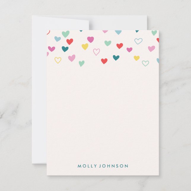 Carte De Correspondance Papeterie Little Hearts - Turquoise (Devant)
