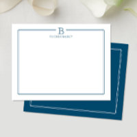Papeterie Moderne avec Bordure Initiale Bleu Marin