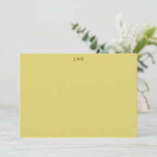 Carte De Correspondance Papeterie moderne jaune avec initiales monogrammée