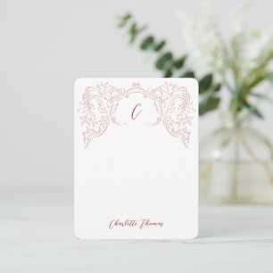 Carte De Correspondance Papeterie Monogramme Vintage Pink Croché