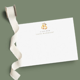 Carte De Correspondance Papeterie personnalisée avec poires à l'aquarelle