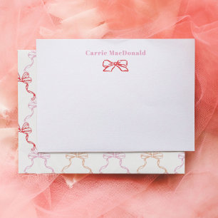Carte De Correspondance Papeterie personnalisée avec rubans aquarelle rose