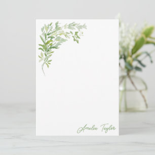 Carte De Correspondance Papeterie Personnalisée avec Verdure Élégante Vert