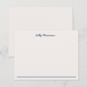 Carte De Correspondance Papeterie personnalisée bleu marine sur fond ivoir
