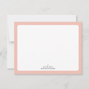 Carte De Correspondance Papeterie personnalisée Cœur simple Rose