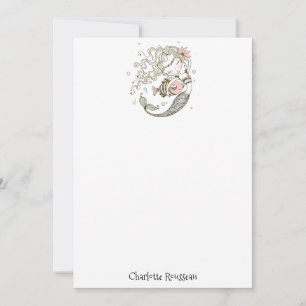 Carte De Correspondance Papeterie personnalisée de Mermaid Fish Kid