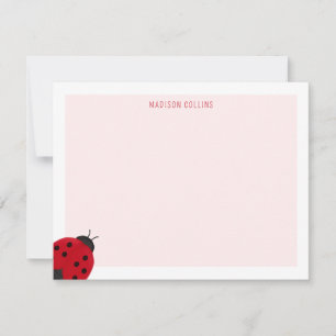 Carte De Correspondance Papeterie personnalisée Filles coccinelle rose