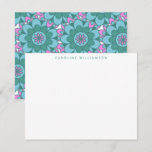 Carte De Correspondance Papeterie personnalisée Fleur Boho Groovy Verte