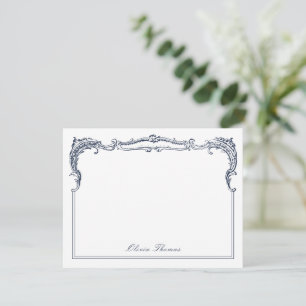 Carte De Correspondance Papeterie personnalisée Navy Vintage Classy Script