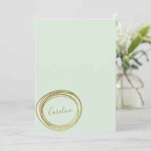 Carte De Correspondance Papeterie personnalisée Pastel Mint Green Gold