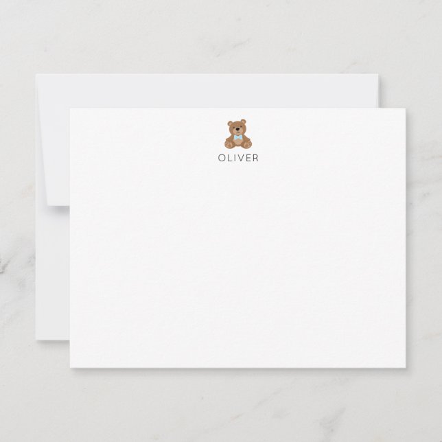 Carte De Correspondance Papeterie personnalisée pour enfants Ourson (Devant)