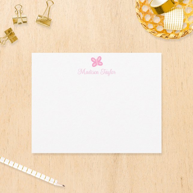 Carte De Correspondance Papeterie personnalisée pour enfants Papillon Rose (Créateur téléchargé)