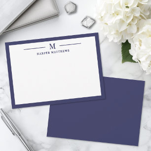 Carte De Correspondance Papeterie personnalisée simple classique bleu mari