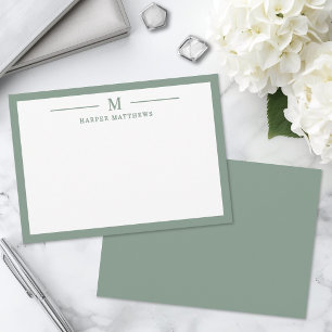 Carte De Correspondance Papeterie personnalisée simple classique vert saug