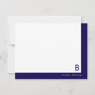 Carte De Correspondance Papeterie personnelle Band Monogramme coin bleu fo