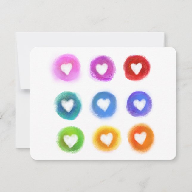 Carte De Correspondance Papeterie personnelle : Rainbow Love coeurs (Devant)