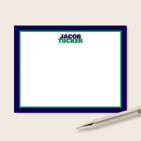 Papeterie Prépa Bordure Vert Navy Nom Empilé