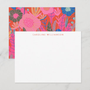 Carte De Correspondance Papier à lettres coloré rouge Boho Floral Personna