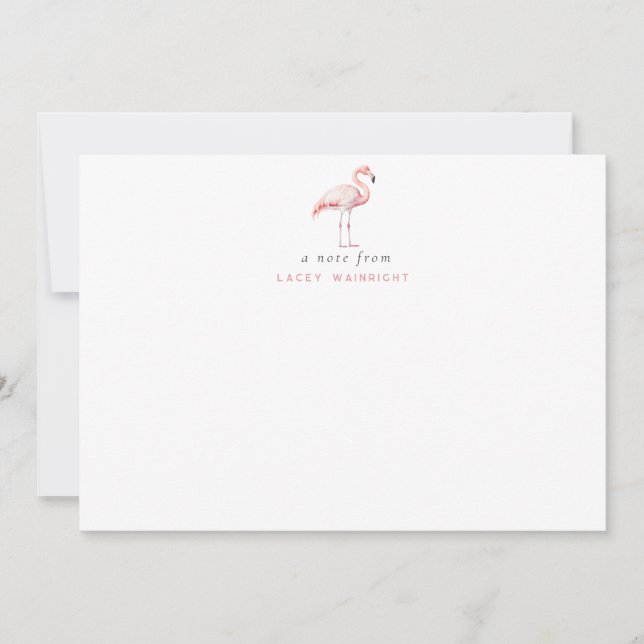 Carte De Correspondance Papier à lettres personnalisé Flamant rose aquarel (Devant)