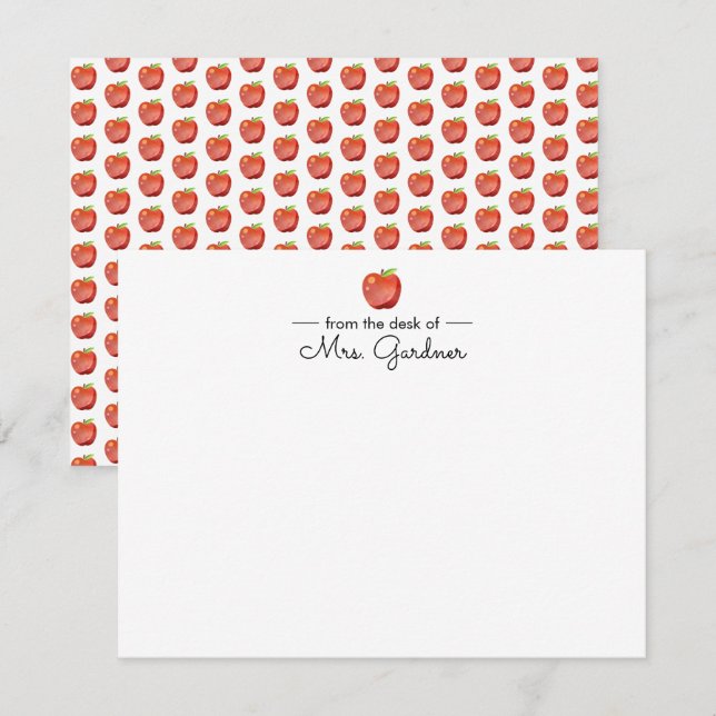 Carte De Correspondance Papier à lettres personnalisé Teacher Apple (Devant / Derrière)