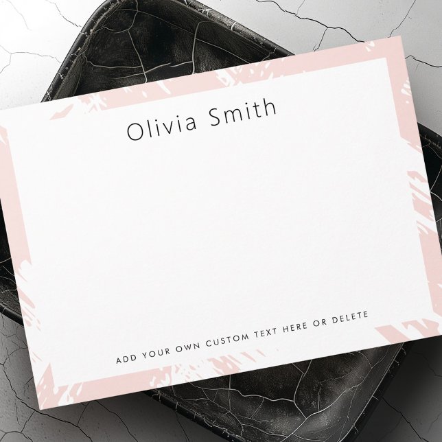 Carte De Correspondance Papier à lettres rose pâle (Light blush pink brushstrokes stationery note card)