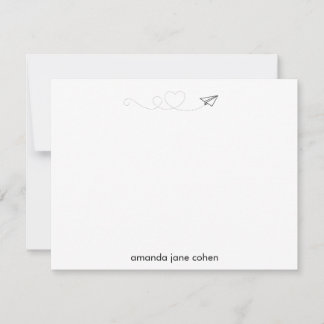 Carte De Correspondance Papier Coeur d'avion Papier papeterie personnalisé