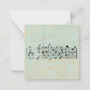 Carte De Correspondance Papier du personnel Birds & Musique Monnaie verte 