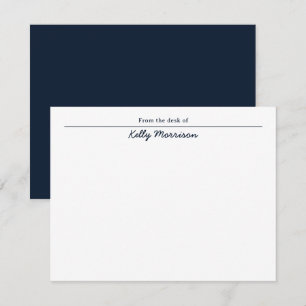 Carte De Correspondance Papier personnalisé bleu marine De la part de