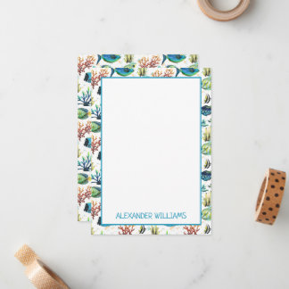 Carte De Correspondance Papier personnalisé Poisson Tropical Aquarelle