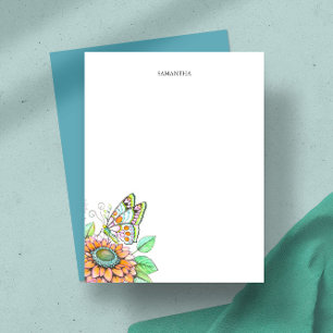 Carte De Correspondance Papillon personnalisé et papeterie florale