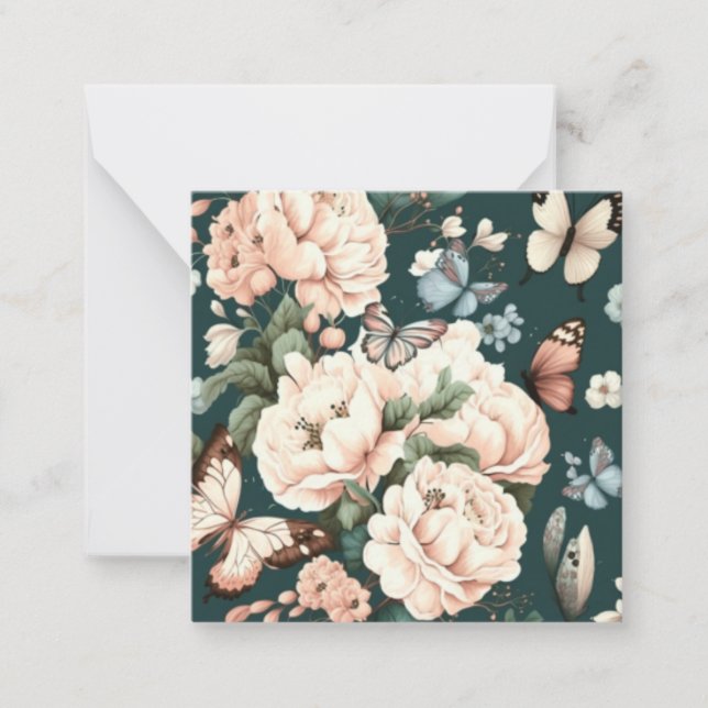 Carte De Correspondance Papillons et fleurs (Devant)