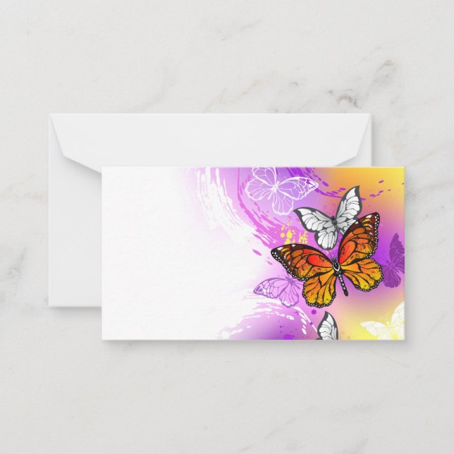 Carte De Correspondance Papillons Monarque sur Arrière - plan pourpre (Devant)