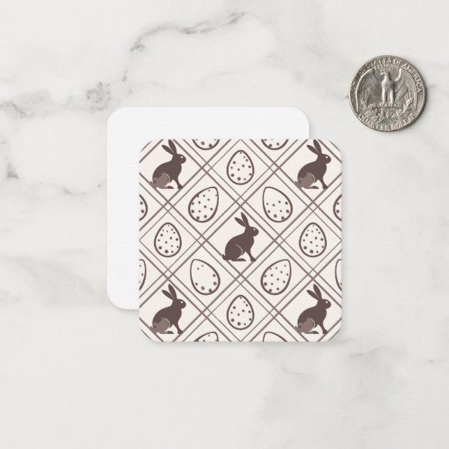 Carte De Correspondance Pâques à carreaux marron (Devant/Arrière en situation)